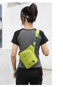 Fluorescent green outdoor leg bag shown from the back with adjustable strap and buckle
