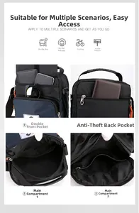Détails du grand sac bandoulière en nylon avec compartiments de rangement multifonctions