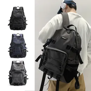 Fashionable waterproof nylon travel backpack with multi-color options and elastic cord