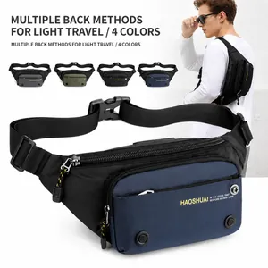 Sac Banane Homme Multifonctionnel Extérieur en Nylon Hydrofuge Sac de Poitrine Bandoulière Mode Décontracté Voyage pour Homme