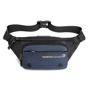 Multifunctional navy blue outdoor waist bag with adjustable strap and waterproof fabric