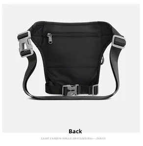 Rear view of outdoor leg bag featuring durable nylon fabric and adjustable plastic buckles