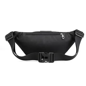 Versatile black outdoor waist bag with adjustable strap and anti-theft back pocket