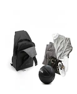 Sac de poitrine noir étanche pour hommes avec texte We Power et style sportif décontracté