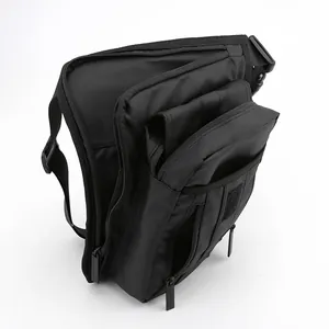 Multi-functional black waterproof drop leg bag with layered storage for cycling and hiking