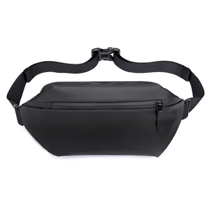 Minimalist black waterproof fanny pack with adjustable strap and matte finish