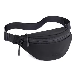 Versatile black ballistic nylon chest bag for men and women with adjustable strap