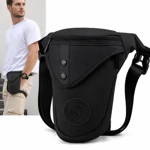 Versatile black tactical waist leg bag with multiple compartments for outdoor cycling and sports