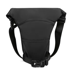 Tactical black nylon outdoor drop leg bag with adjustable straps for hiking and cycling