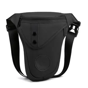 Versatile black tactical leg bag for outdoor cycling and hiking with durable nylon fabric