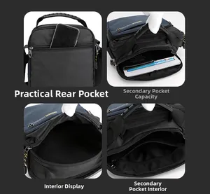 Détails de la sacoche en nylon imperméable avec plusieurs compartiments de rangement