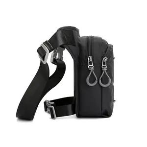 Outdoor tactical leg bag with dual zippered compartments and adjustable nylon straps