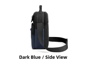 Sac bandoulière homme bleu marine imperméable avec poches zippées et poignée latérale