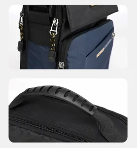 Détail de la fermeture éclair fluide et de la poignée en caoutchouc sur ce sac à bandoulière