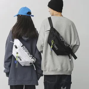 Trendy Unisex Waterdichte Nylon Schaakbord Borsttas Streetwear Sling Heuptas Voor Reizen Dagelijks Outdoor Casual Schoudertas