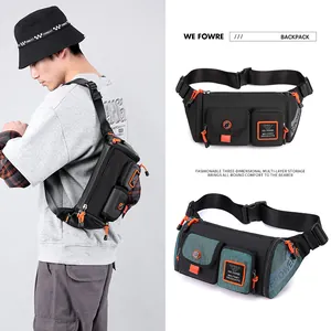 Men's Functional Waterproof Chest Bag Techwear Crossbody Bag Large Capacity Tactical Waist Pack Casual Travel Sling Bag