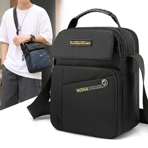 Sac Bandoulière Décontracté pour Homme en Nylon Imperméable Multi-Poches Sac à Épaule Outdoor Sport Voyage Sac Messager pour Homme