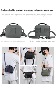 Sac bandoulière tactique imperméable avec sangle amovible convertible en sac banane