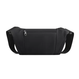 Sac de poitrine multifonction noir minimaliste en nylon avec fermetures géométriques