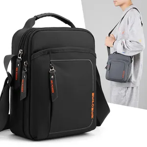 Bolso Bandolera de Nailon Impermeable para Hombre Casual Crossbody Con Asa Superior Multibolsillo Bolso de Viaje Escuela para Hombre