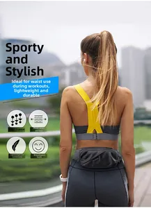 Breathable back mesh and adjustable strap on black waterproof sports waist bag