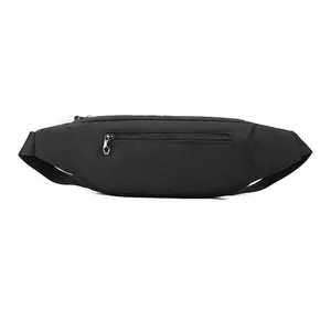 Marsupio sportivo minimalista in nylon nero con cerniera resistente per l'esterno
