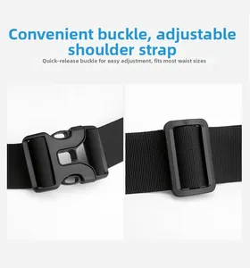 Detail of adjustable nylon strap with durable quick-release buckle and sliding buckle