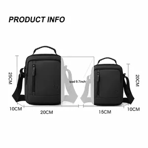 Men's versatile black shoulder bag in large and small sizes with adjustable straps