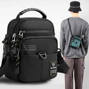 Men Fashion Crossbody Bag Waterproof Nylon Shoulder Bag Casual Sport Cycling Messenger Bag Multi Pocket Small Travel Bag