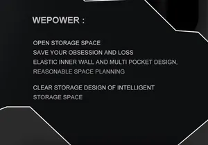 Detailed view of bag interior featuring elastic walls and multi-pocket storage design