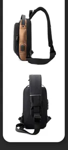 Detalle del bolso bandolera con puerto USB y correa de malla transpirable