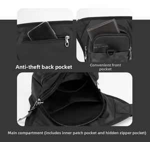 Détails de la sacoche de jambe tactique en nylon montrant les compartiments de rangement