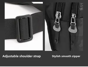 Détails de la boucle réglable et de la double fermeture éclair du sac de jambe tactique