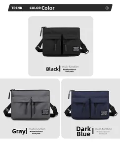 Detailed comparison of waterproof nylon crossbody bags in black, grey, and navy blue