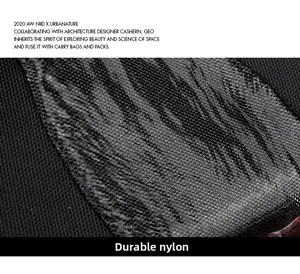 Detail shot of sturdy black nylon fabric texture for durable crossbody chest bag