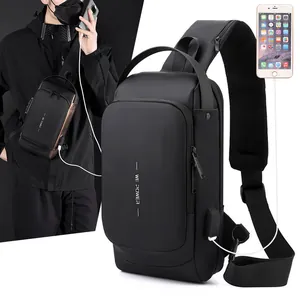 Bolso De Pecho Techwear Impermeabile Para Hombre Con Cierre Antirrobo Y Puerto USB Bolso Bandolera Casual Para Viajes Y Ciclismo