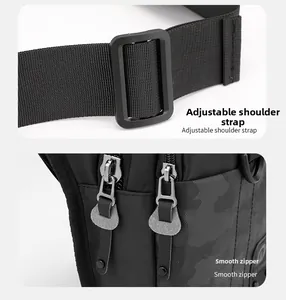 Détail de la sangle réglable et des fermetures éclair fluides sur un sac de jambe noir