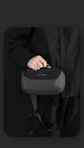 Detail showing the smart storage space and durable nylon texture of this tactical bag