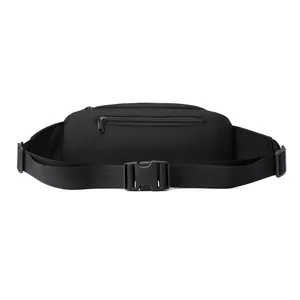 Durable black ballistic nylon waist bag for men featuring functional outdoor design