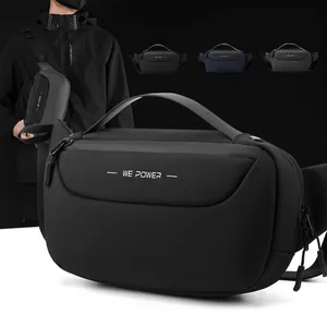 Men Waterproof Nylon Chest Bag Tactical Crossbody Waist Pack Multi Pocket Outdoor Travel Sport Shoulder Bag For Daily Use