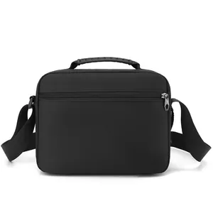 Large black unisex crossbody bag with adjustable strap and durable top handle