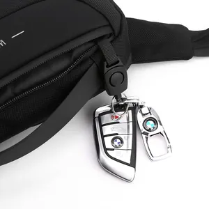 Outdoor crossbody chest bag with durable nylon fabric and waterproof zipper detail