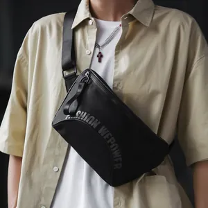 Sac Bandoulière Unisexe en Nylon Imperméable Décontracté Grande Capacité Mode Impression de Lettres Sac de Poitrine Banane