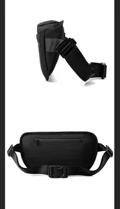 Detailed back view of nylon waist bag showing anti-theft zipper pocket and heavy-duty buckle