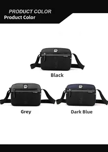 Sac bandoulière homme en nylon disponible en noir, gris et bleu foncé