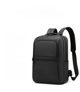 Close-up of lightweight breathable shoulder straps and large main storage of the black backpack