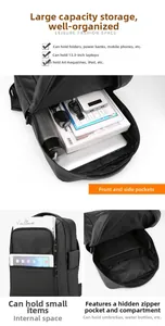 Detailed view of the internal multi-layer storage and waterproof laptop compartment
