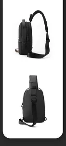 Detail view of the waterproof crossbody bag showing USB charging port and mesh back