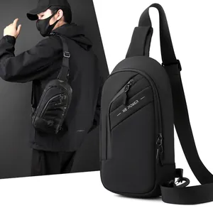 Sac de Poitrine en Nylon Tactique pour Hommes Imperméable Multi Poche Sac à Bandoulière pour Extérieur Navettage Voyage Décontracté