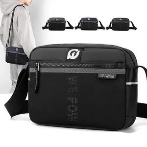 Sac Bandoulière Homme Décontracté en Nylon Imperméable Mode Sacoche à Épaule Multi-Poches Sport Messenger Bag pour Voyage Quotidien